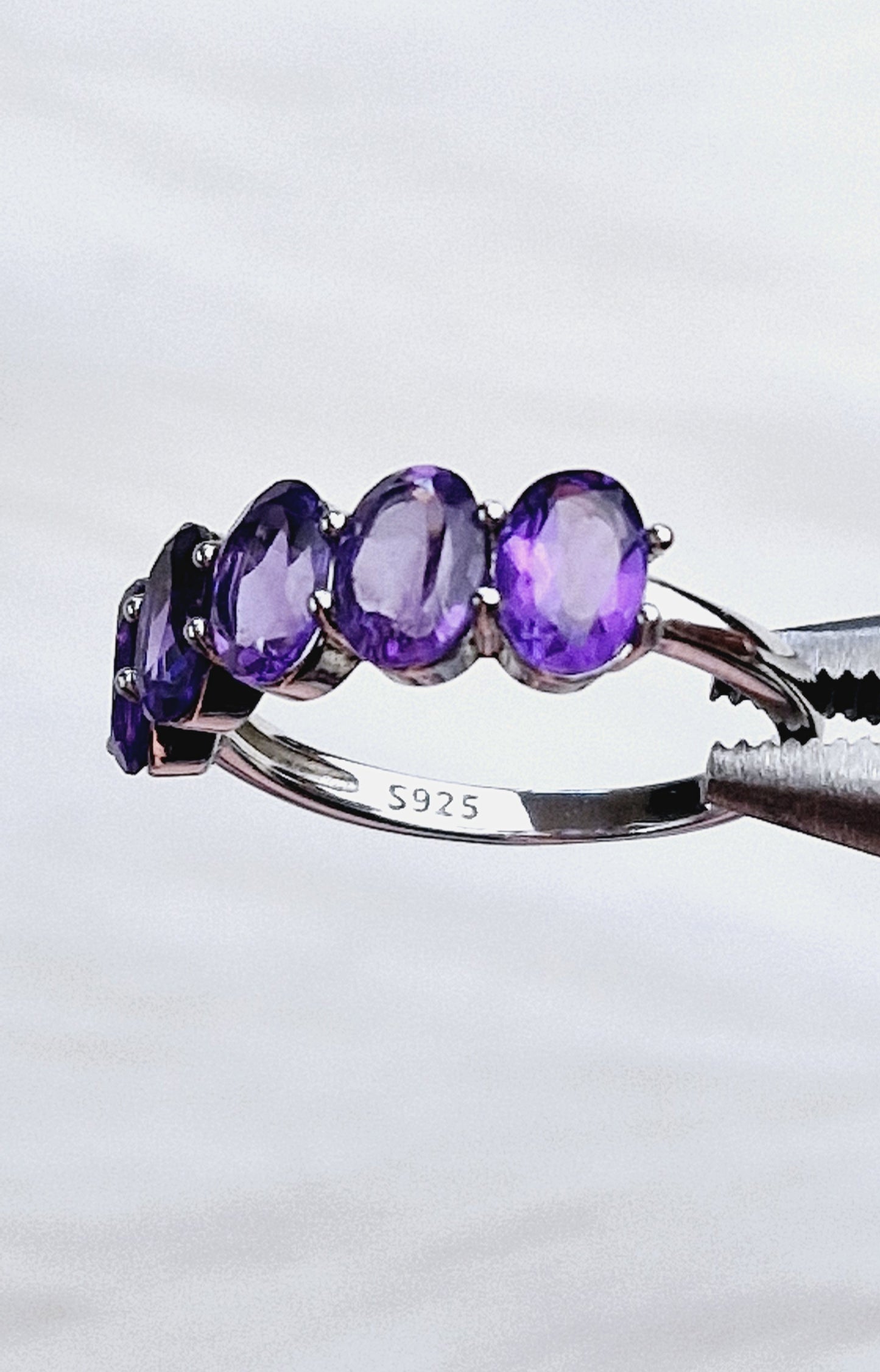 Natural Earth Mined African Amethyst ring - Sterling Silver