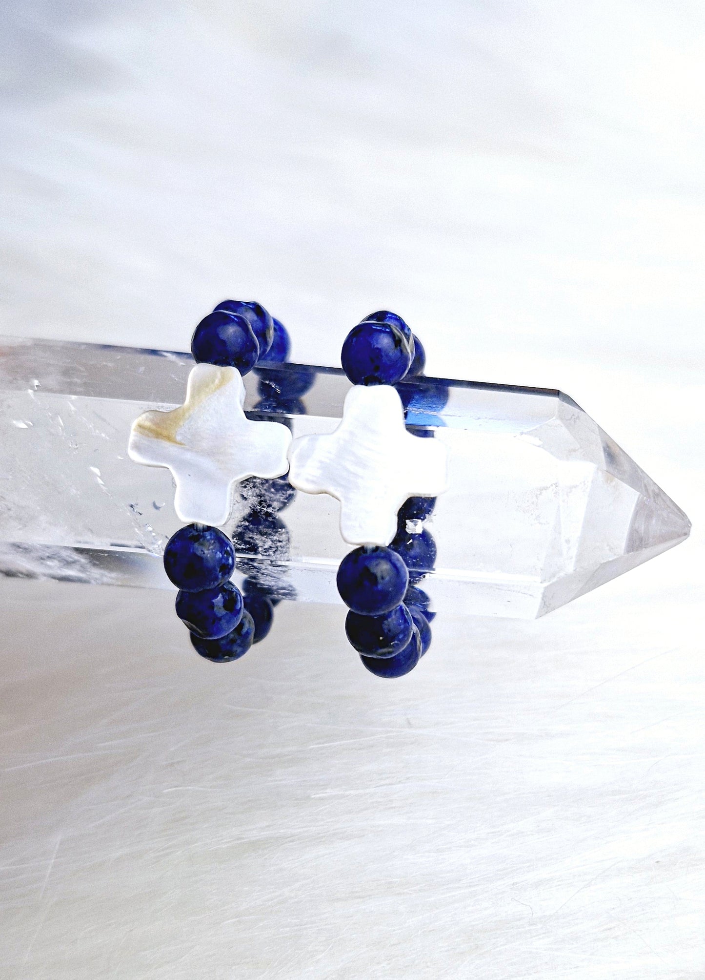 Crystal Rings - Shell Cross with Lapis Lazuli