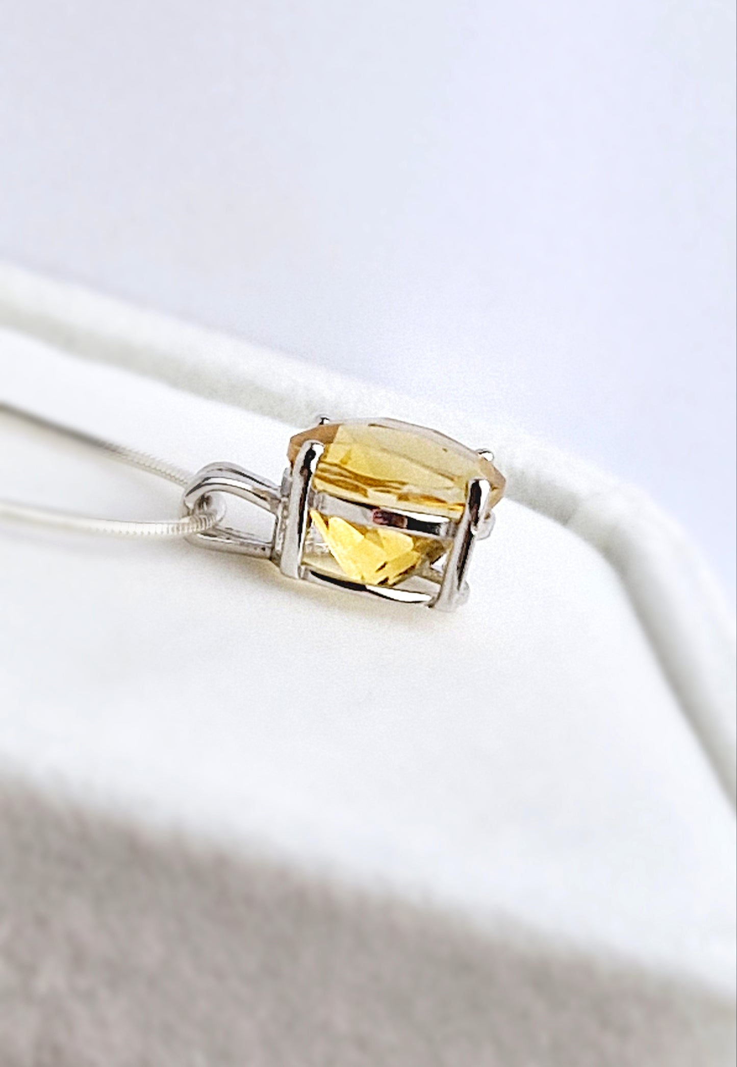 Natural Earth Mined Brazillian Citrine Necklace - Sterling Silver