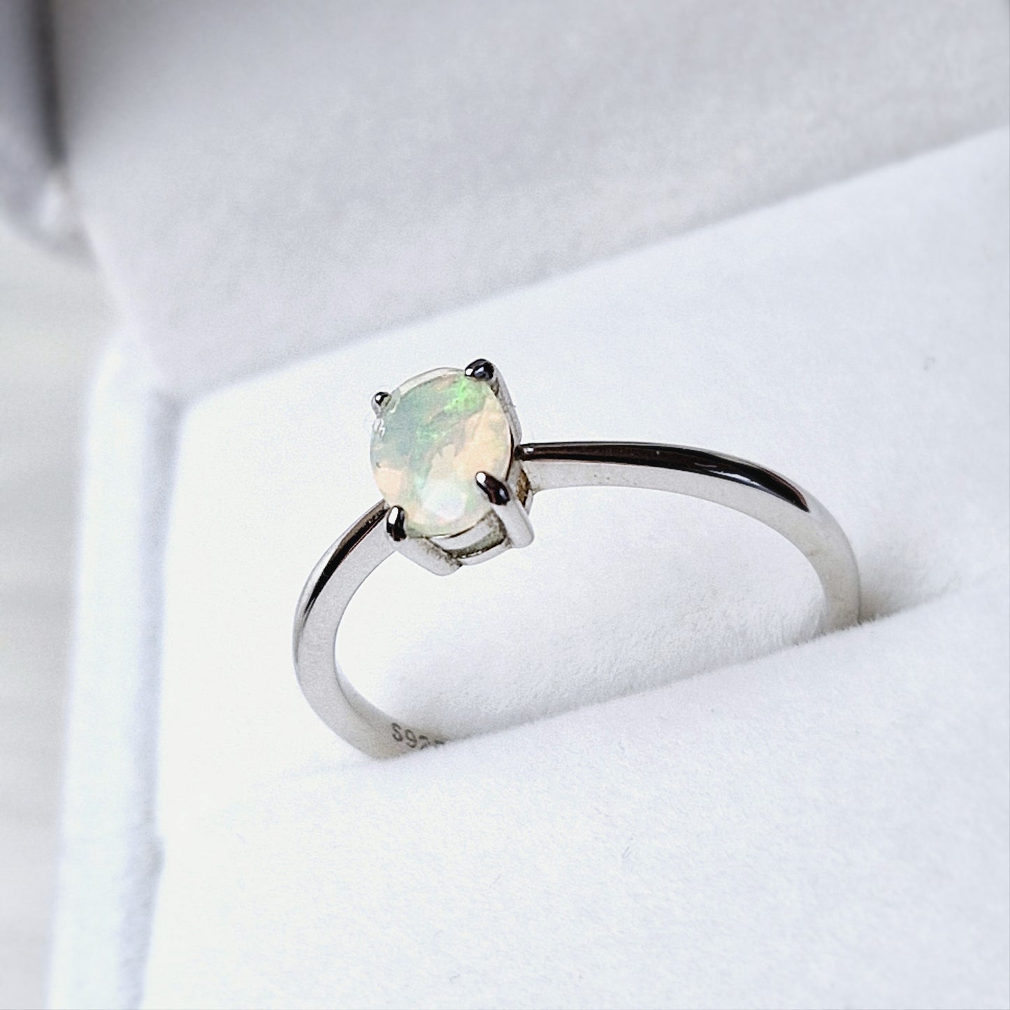 Natural Earth Mined Ethiopian Opal ring - Sterling Silver