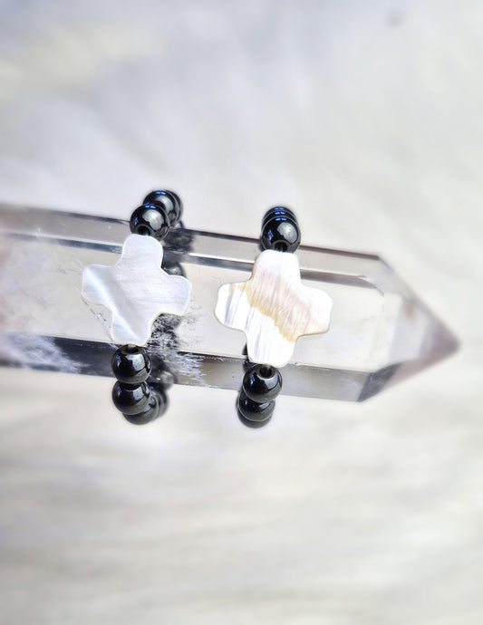 Crystal Rings - Shell Cross with Hematite