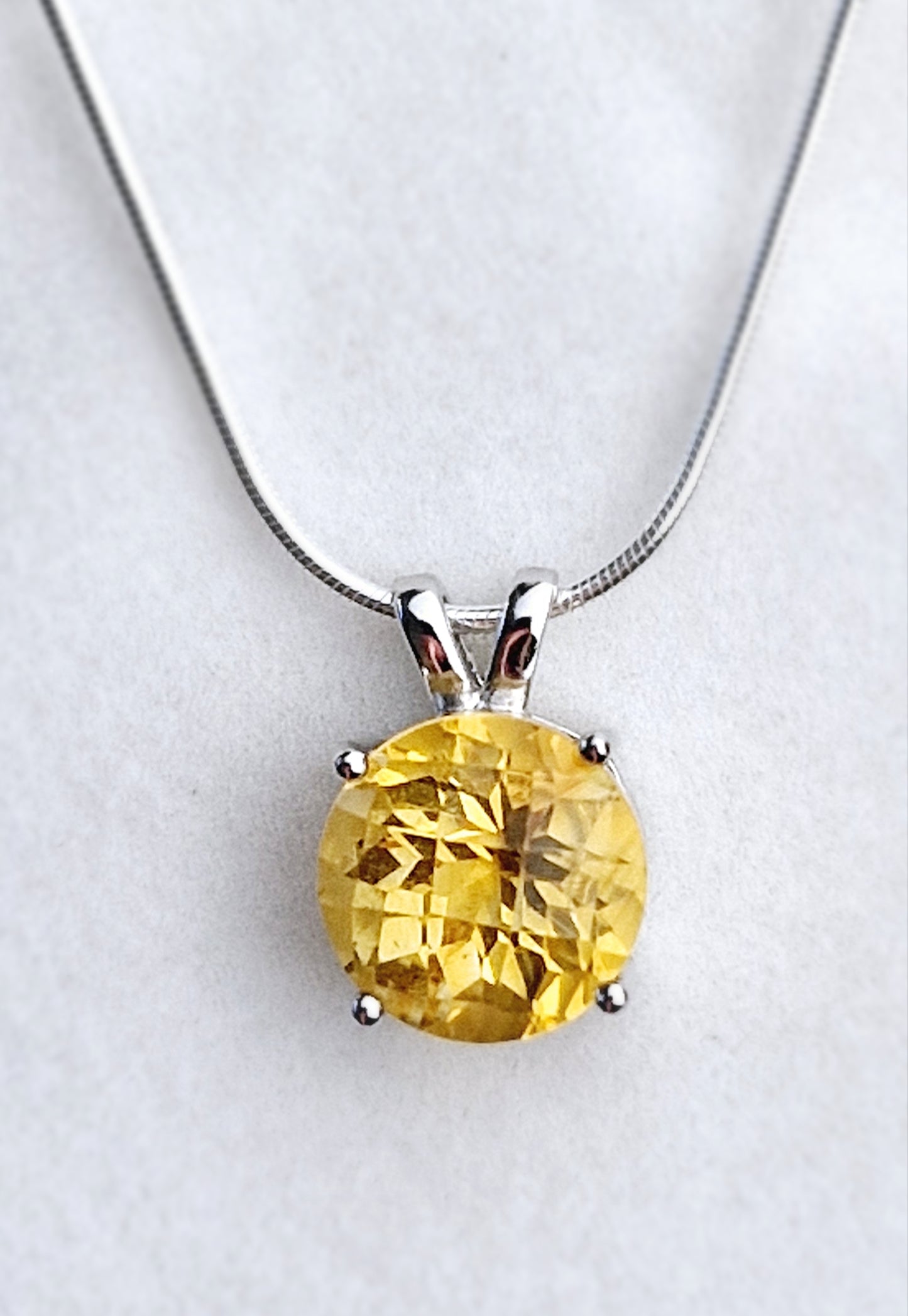 Natural Earth Mined Brazillian Citrine Necklace - Sterling Silver