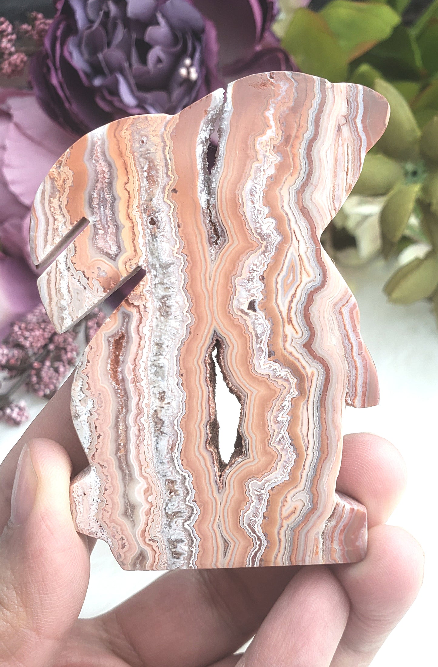 Pink Lace Agate Bunnies