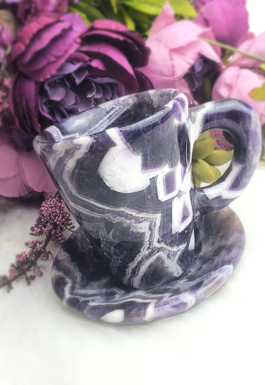 Chevron Amethyst Cup and Saucer set