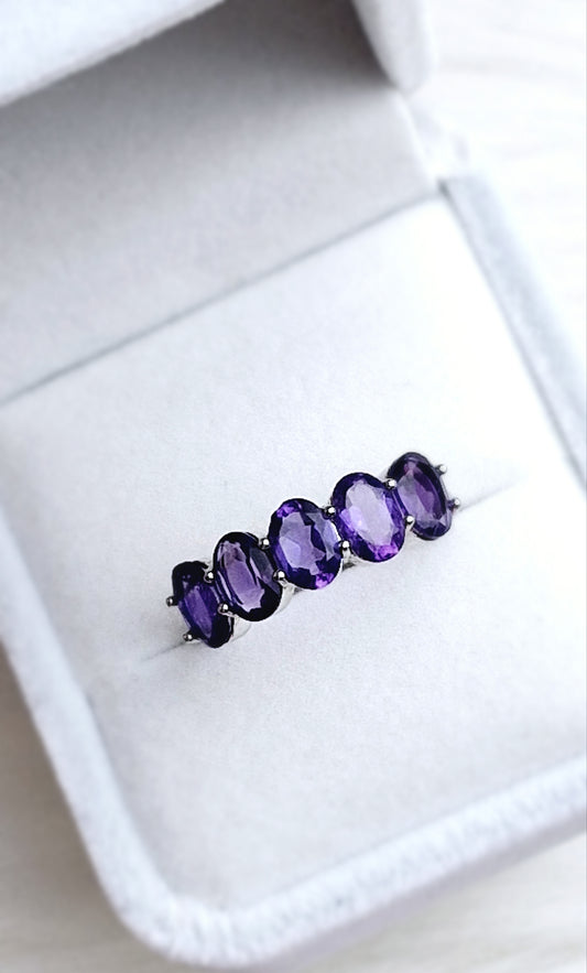 Natural Earth Mined African Amethyst ring - Sterling Silver