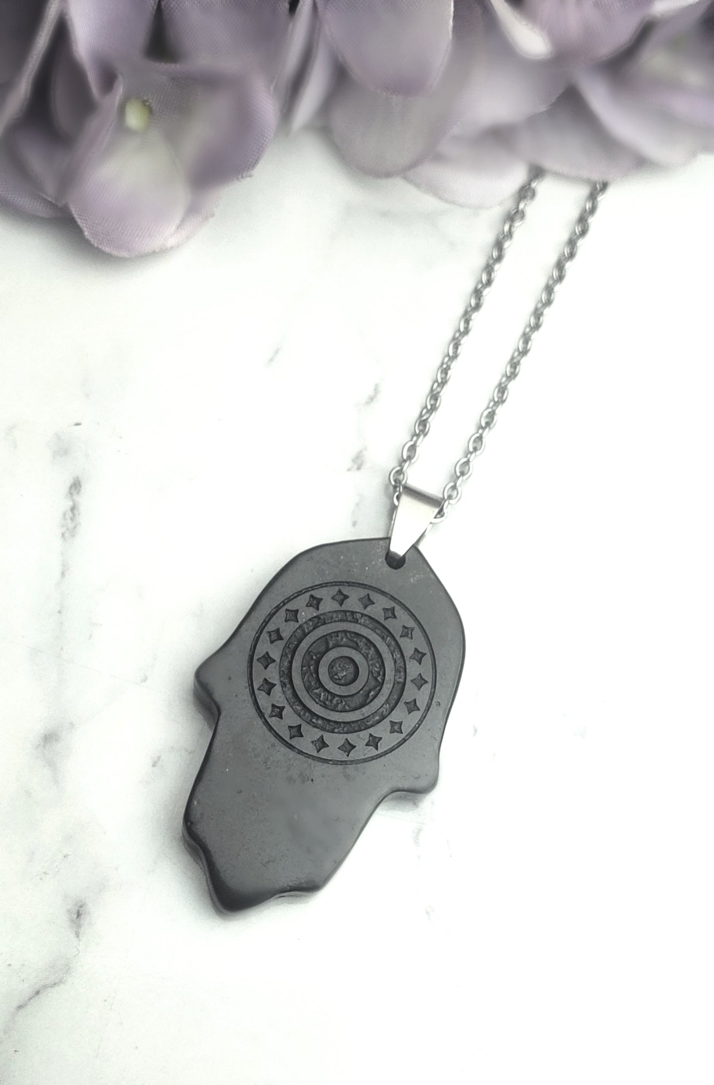 Shungite Hamsa Necklace - EMF Protection