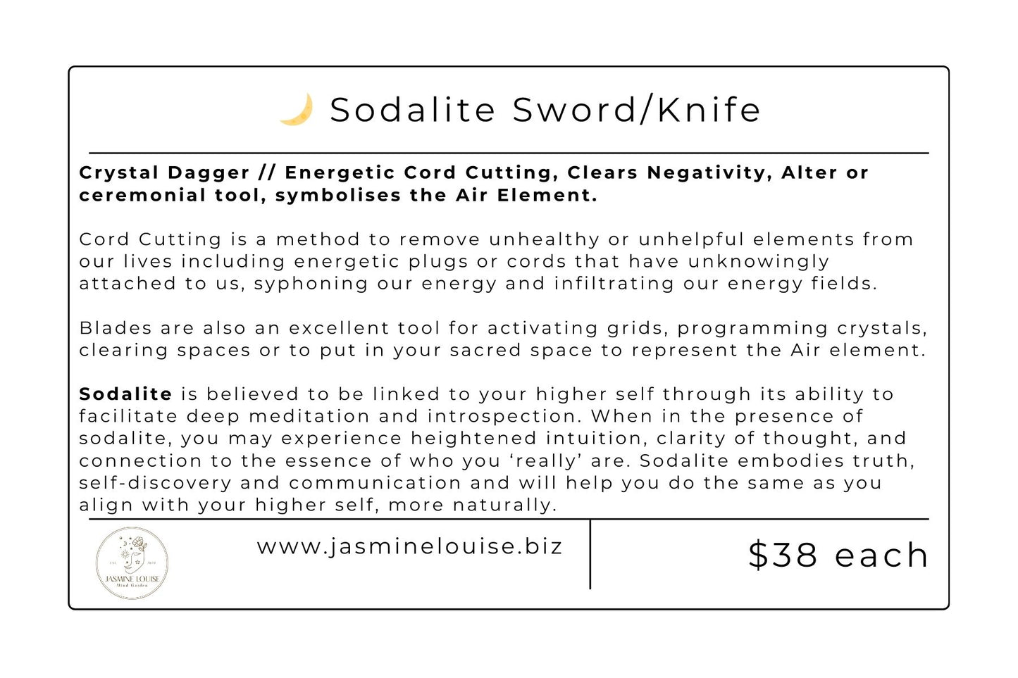 Cord Cutting Crystal Dagger - Sodalite