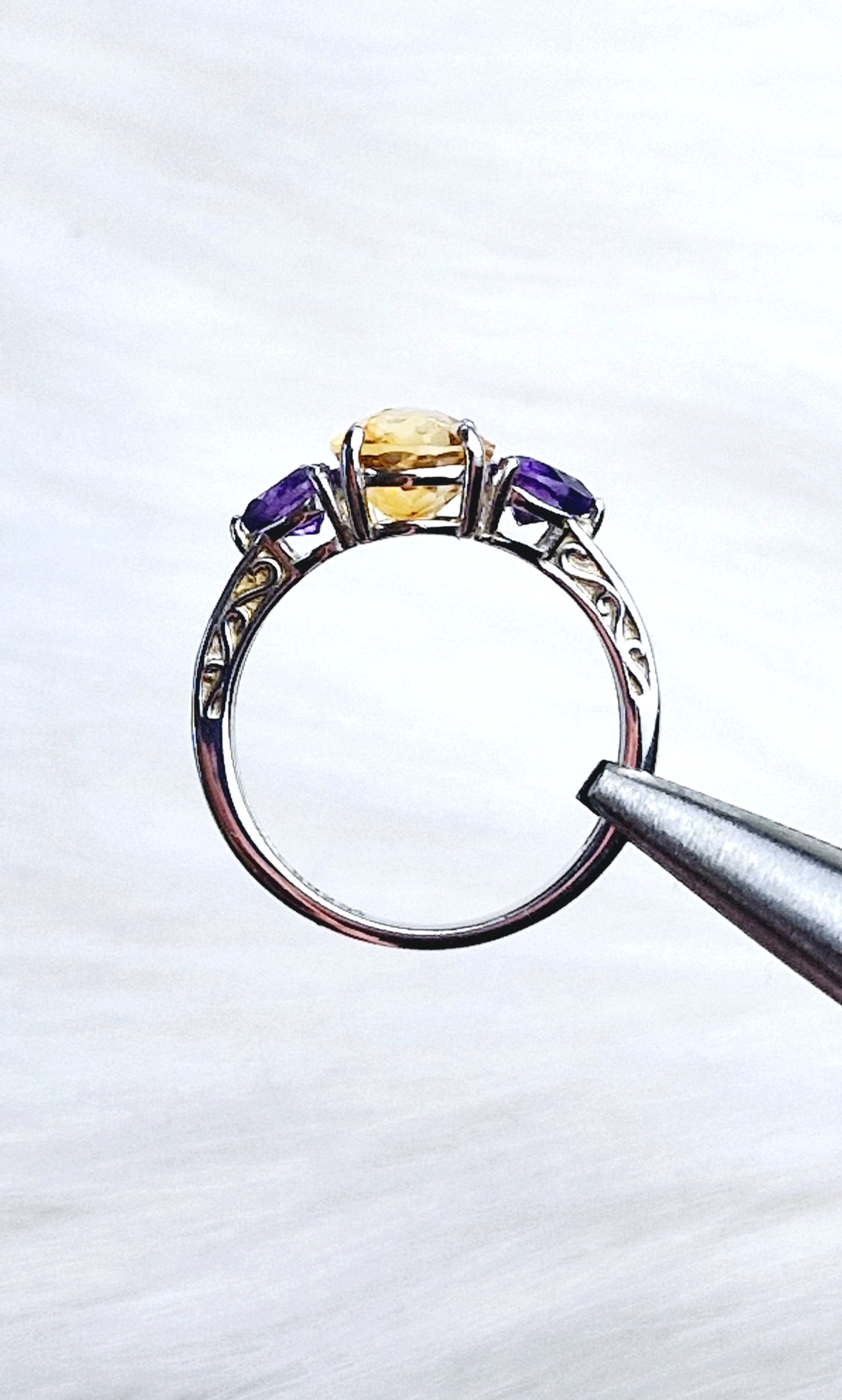 Natural Earth Mined Citrine & Amethyst ring - Sterling Silver