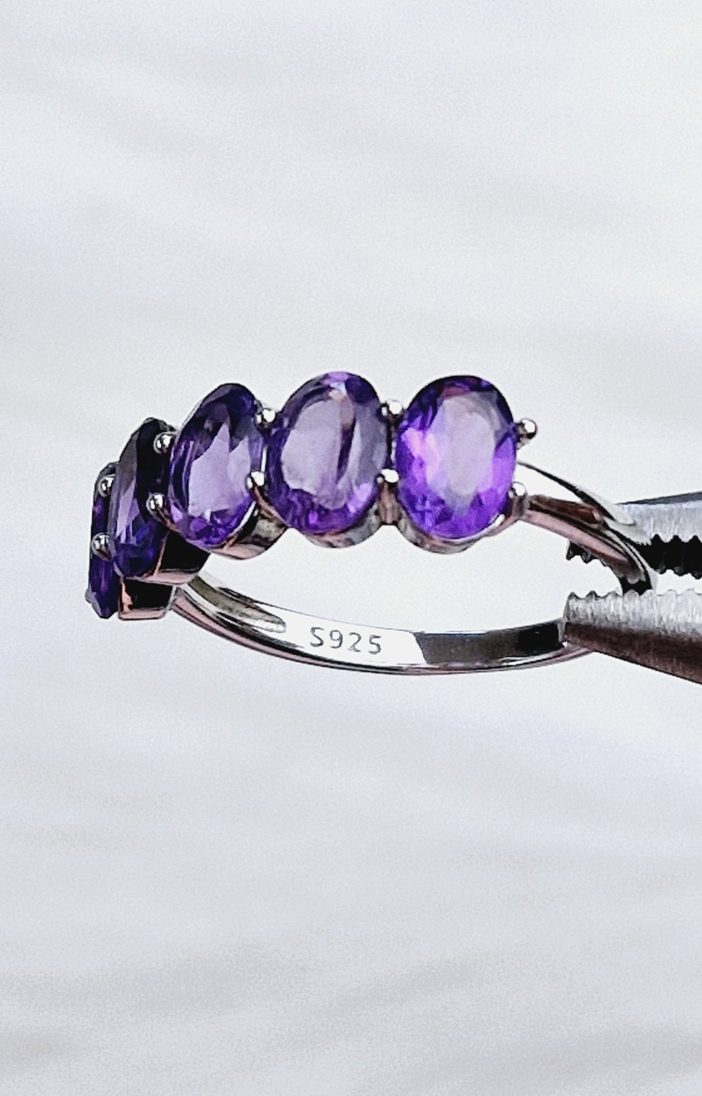 Natural Earth Mined African Amethyst ring - Sterling Silver