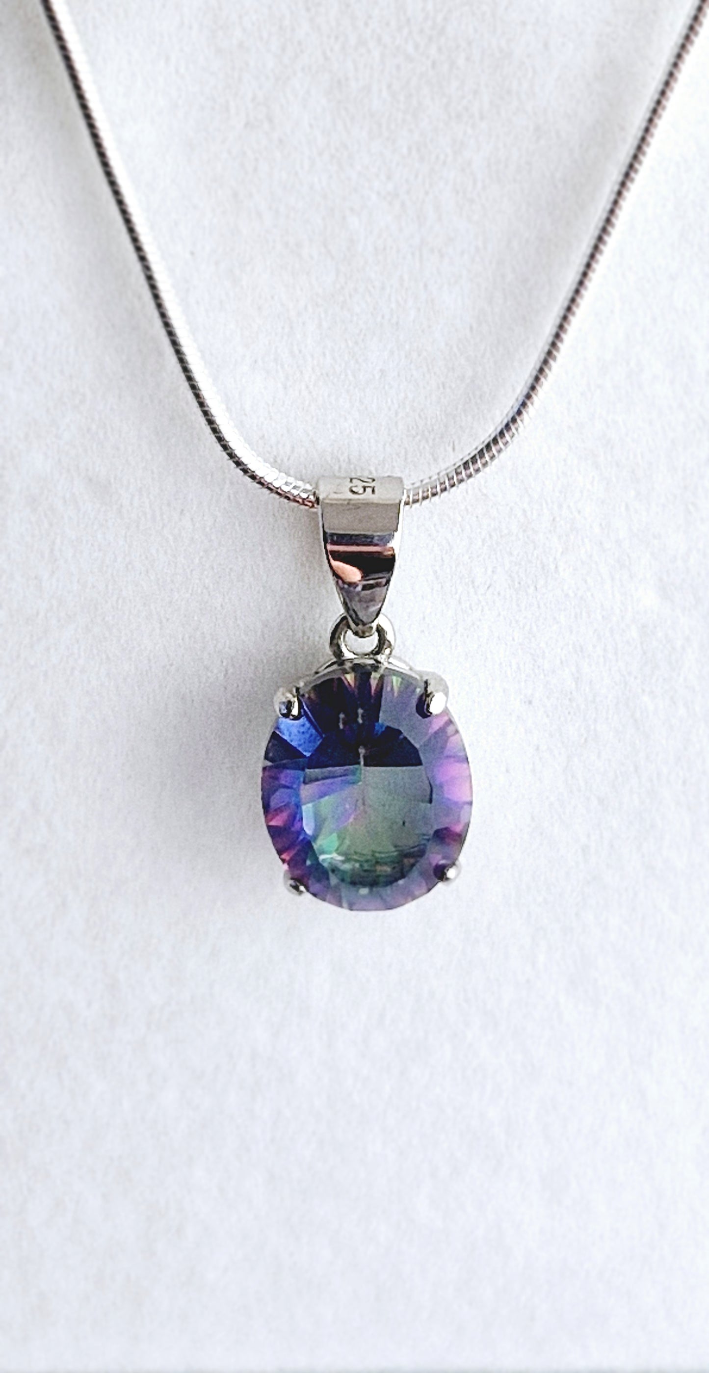 Natural Topaz/Mystic Topaz Necklace - Sterling Silver