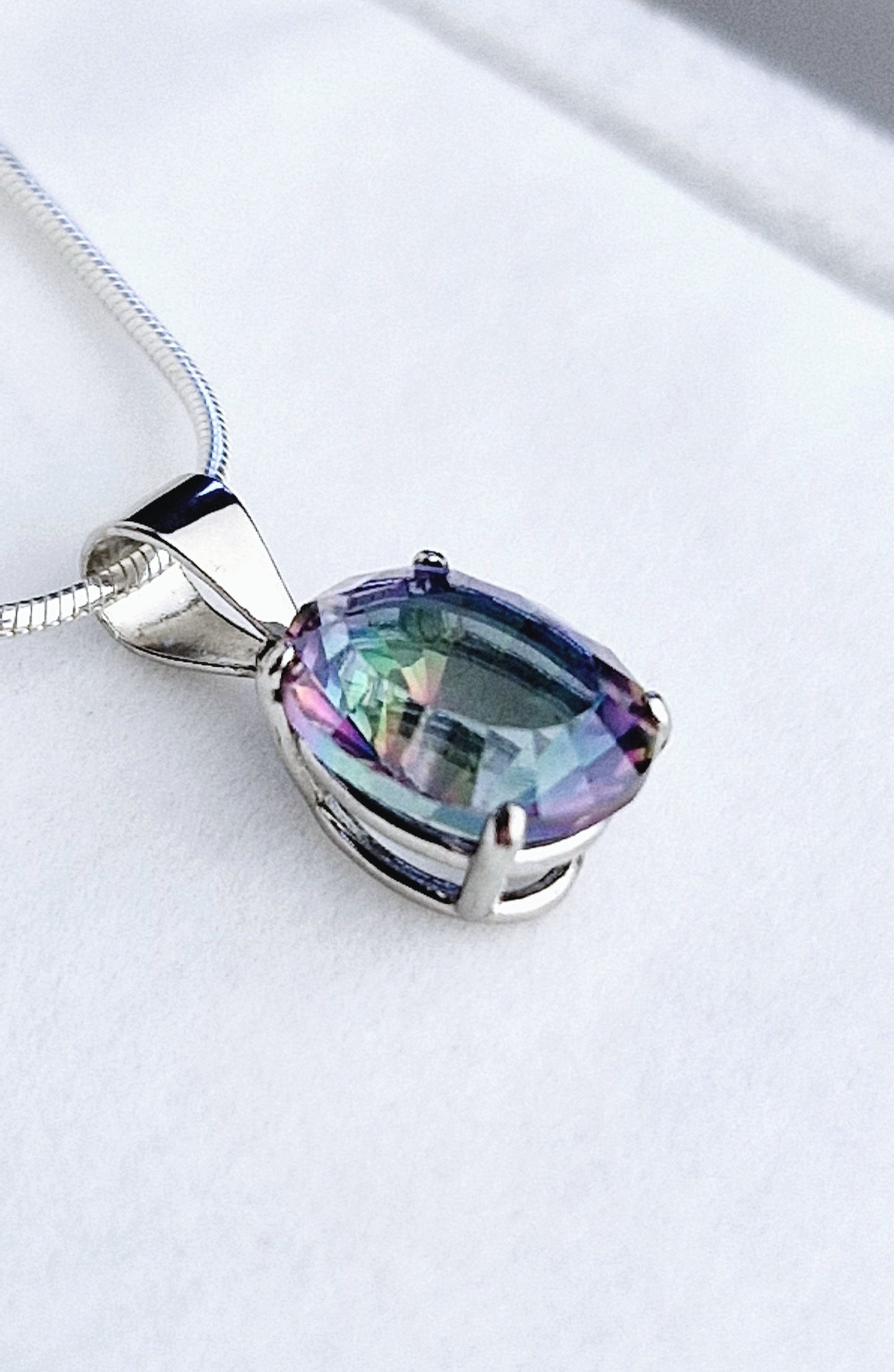 Natural Topaz/Mystic Topaz Necklace - Sterling Silver