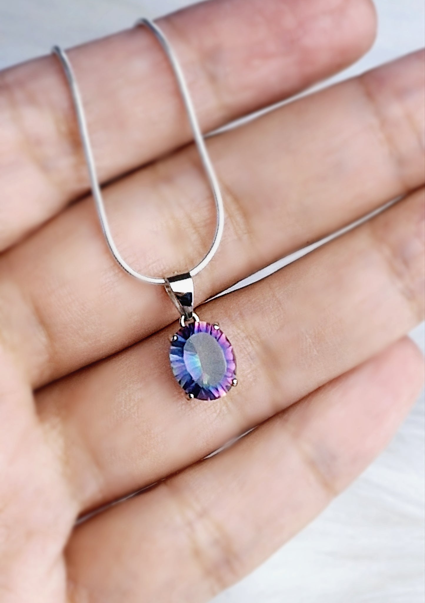 Natural Topaz/Mystic Topaz Necklace - Sterling Silver