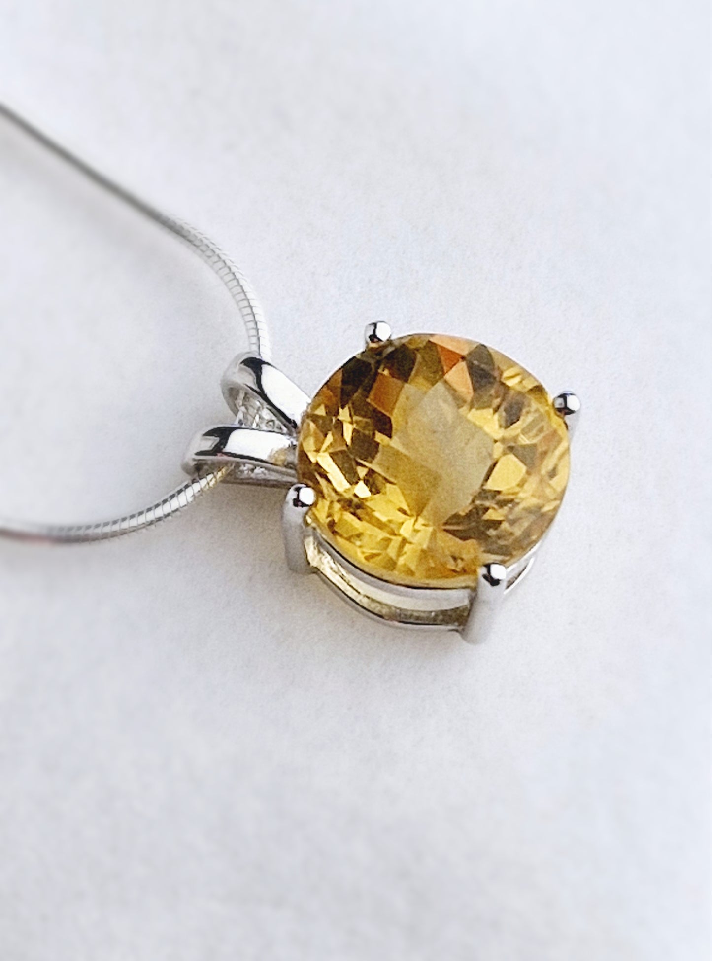 Natural Earth Mined Brazillian Citrine Necklace - Sterling Silver