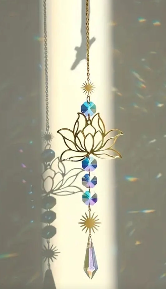 Rainbow Suncatcher with Lotus