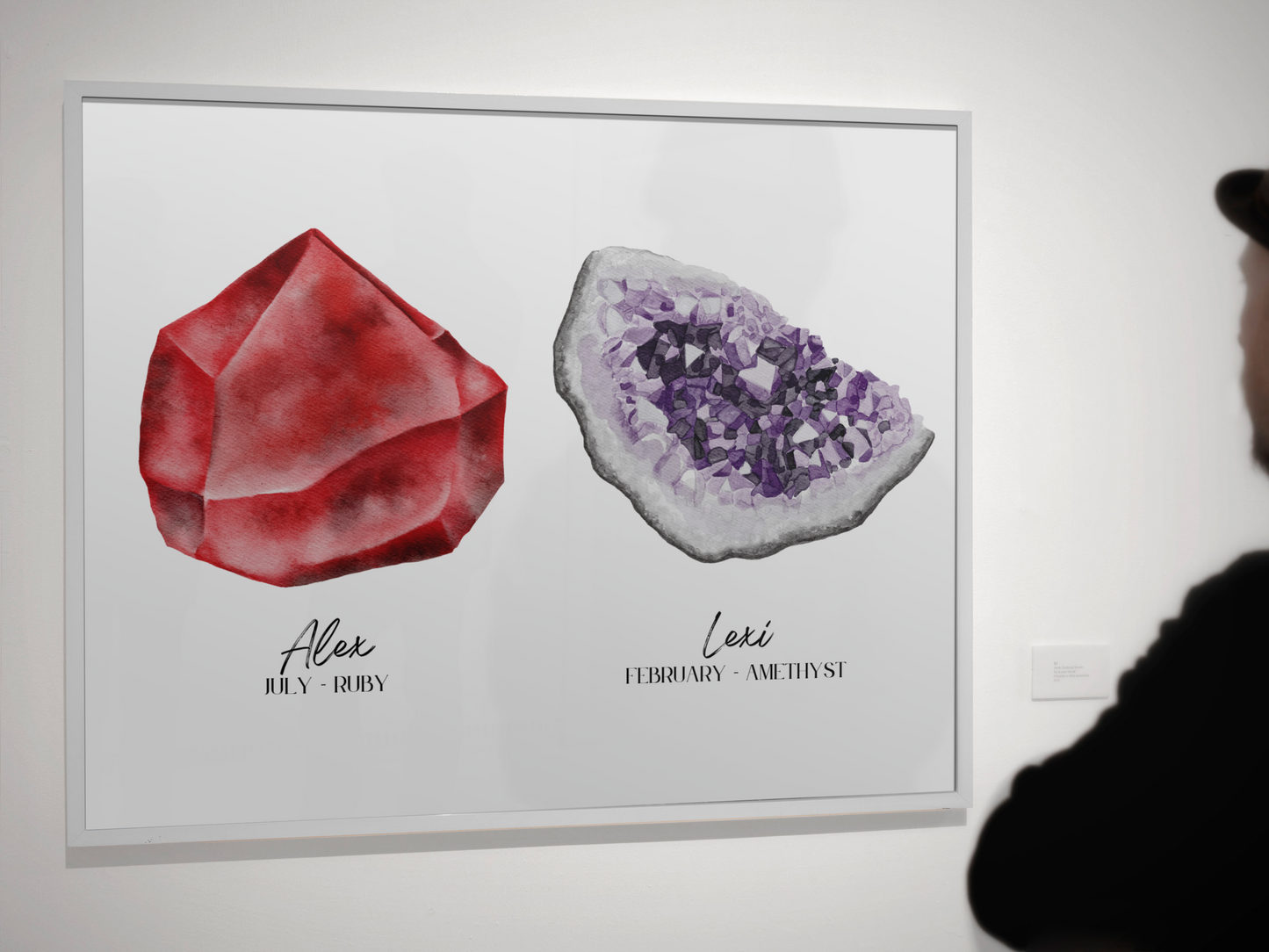 Watercolour Crystal Birthstone - LOVE STORY Print