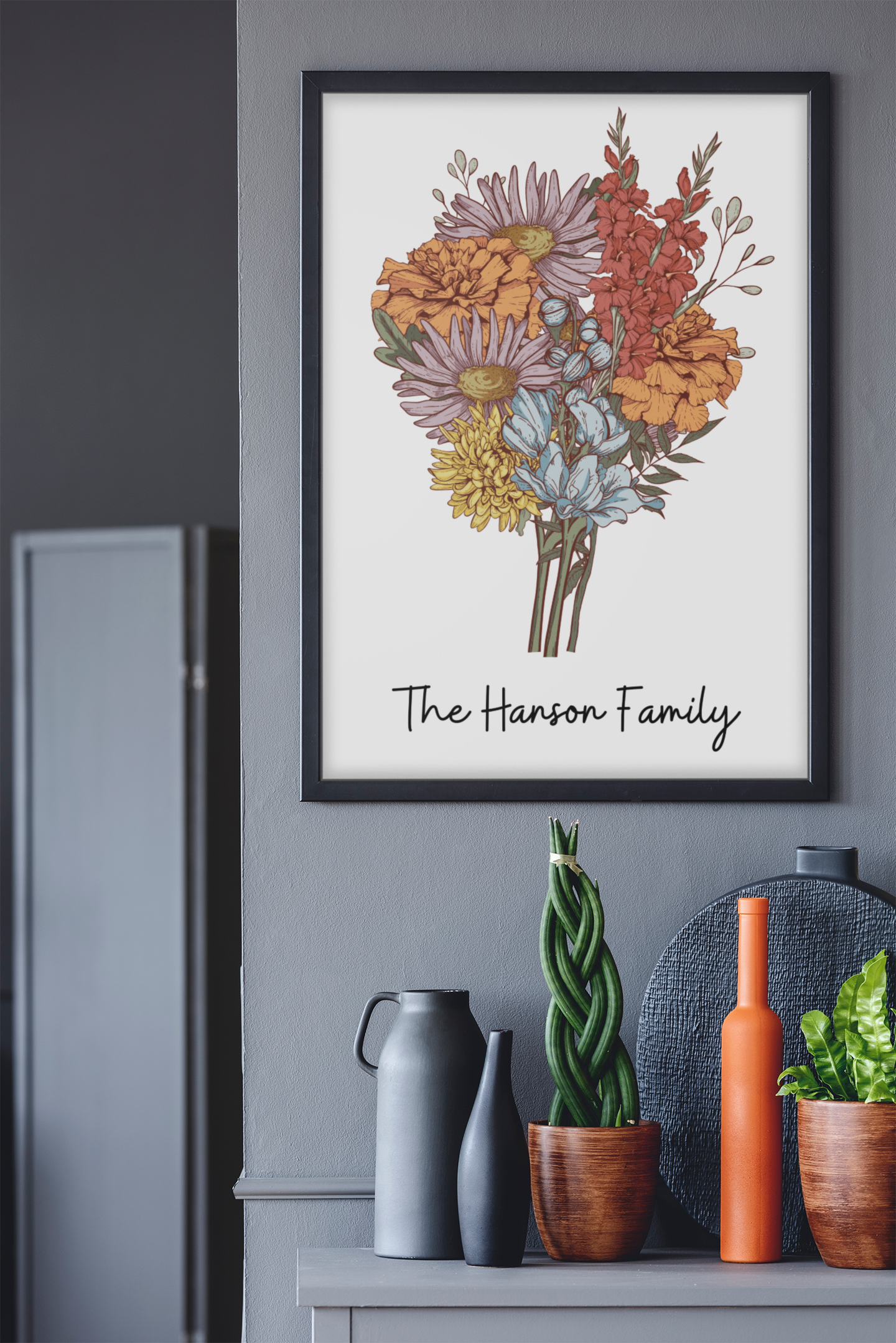 Family Wildflower Bouquet - Birth Month Flower Art