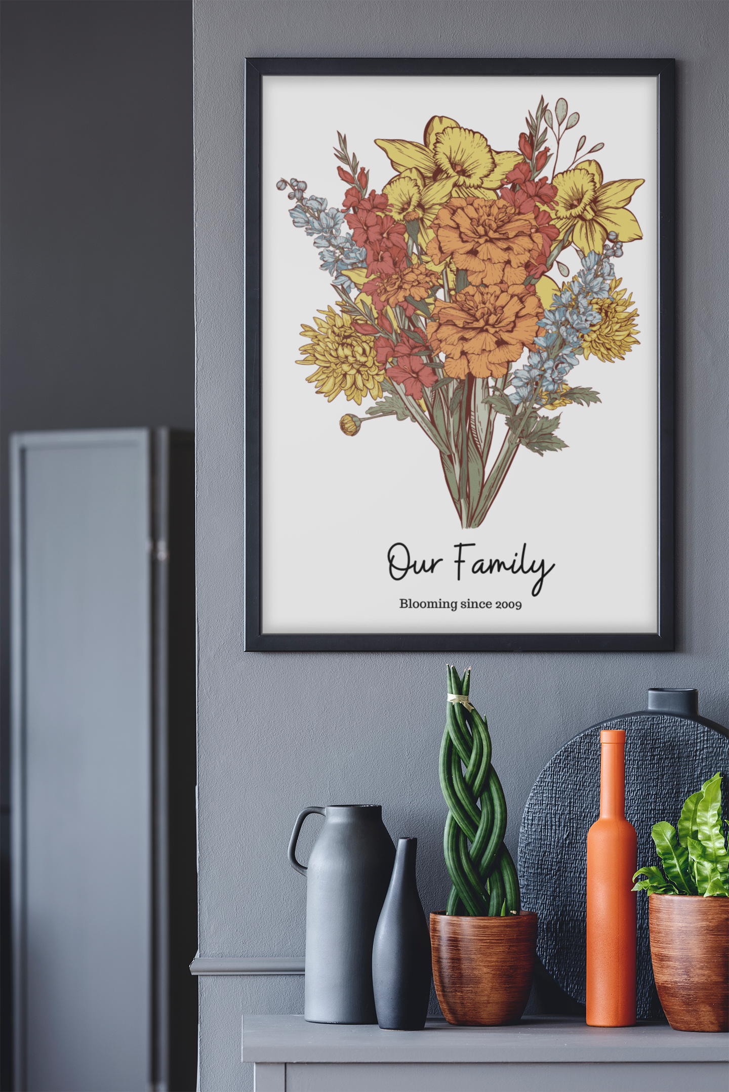 Family Wildflower Bouquet - Birth Month Flower Art