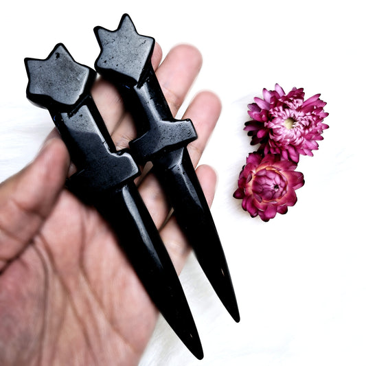 Cord Cutting Crystal Dagger - Black Obsidian