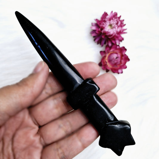 Cord Cutting Crystal Dagger - Black Obsidian