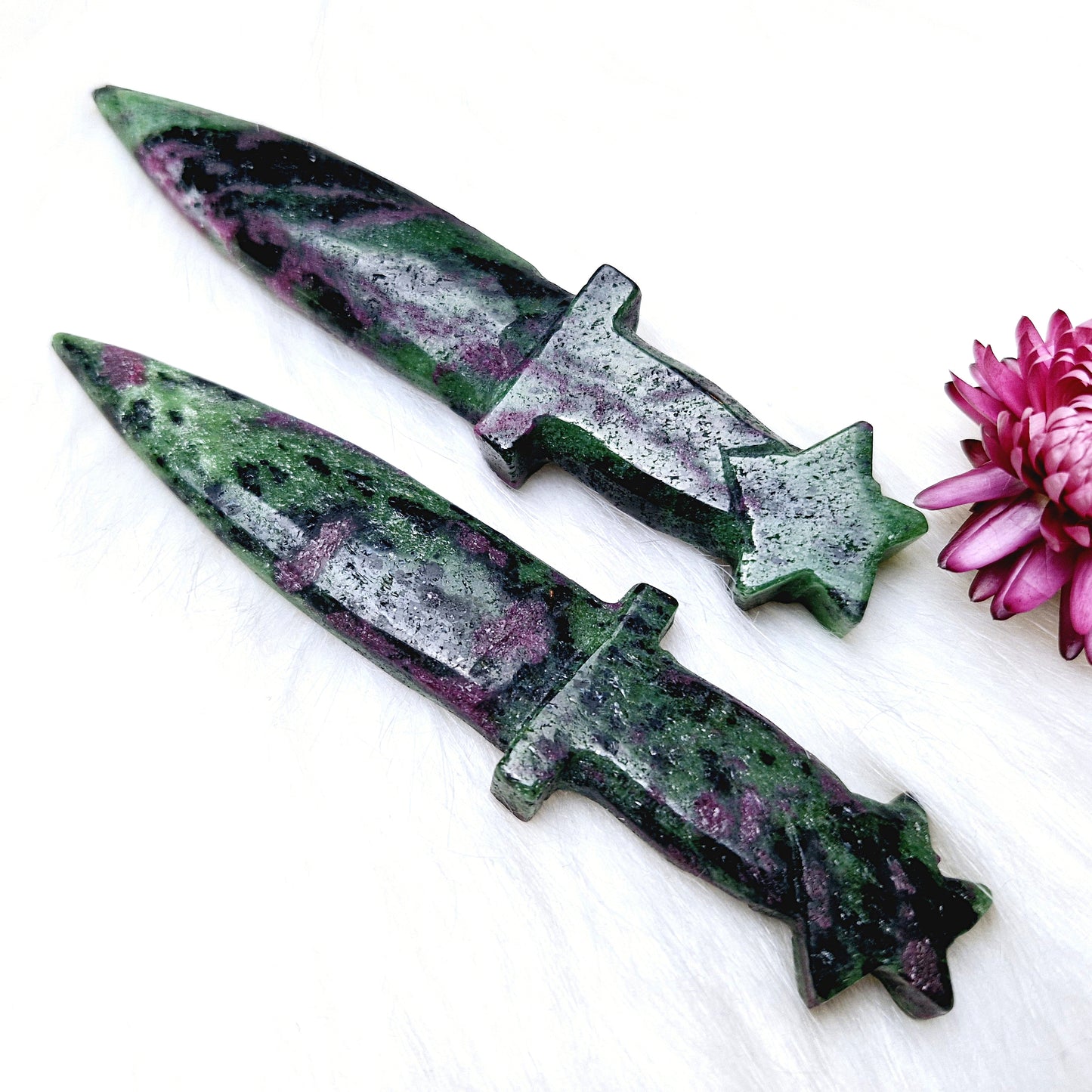 Cord Cutting Crystal Dagger - Ruby Zoisite