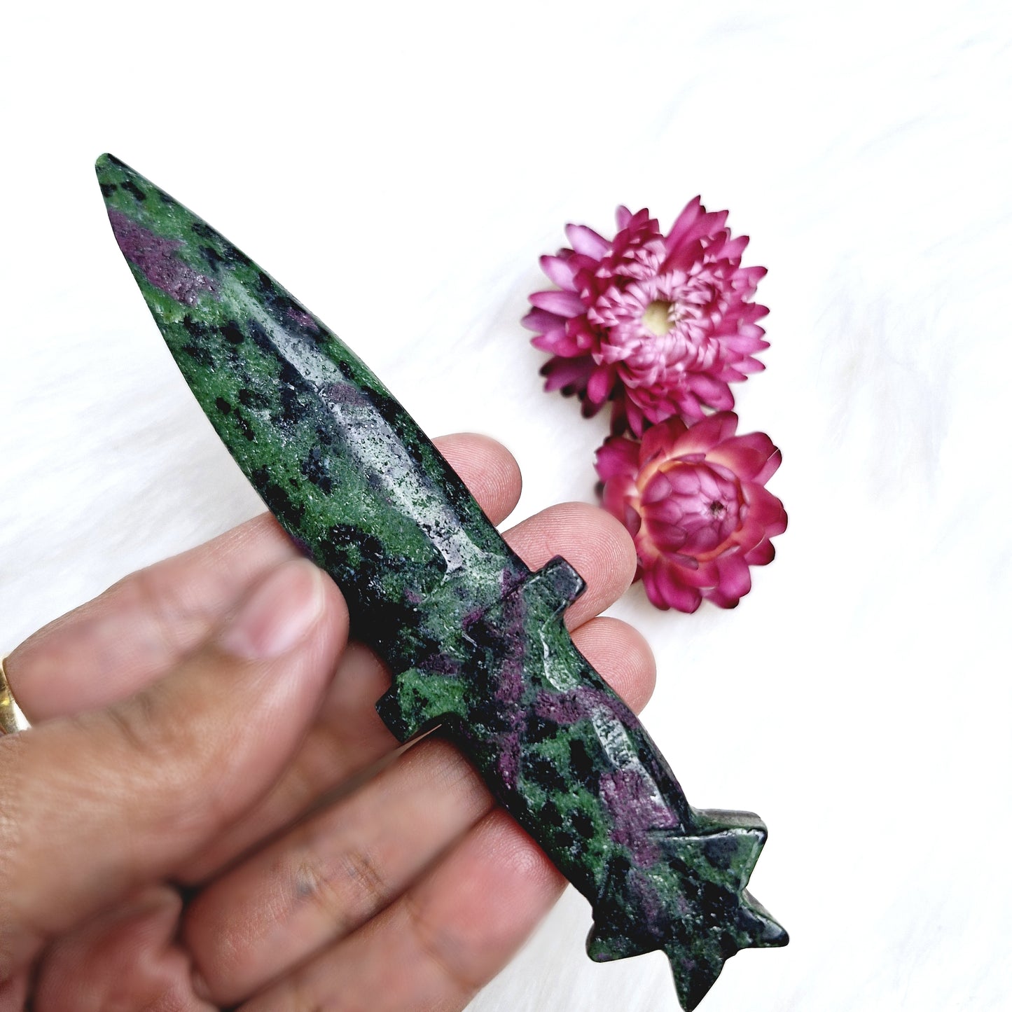 Cord Cutting Crystal Dagger - Ruby Zoisite