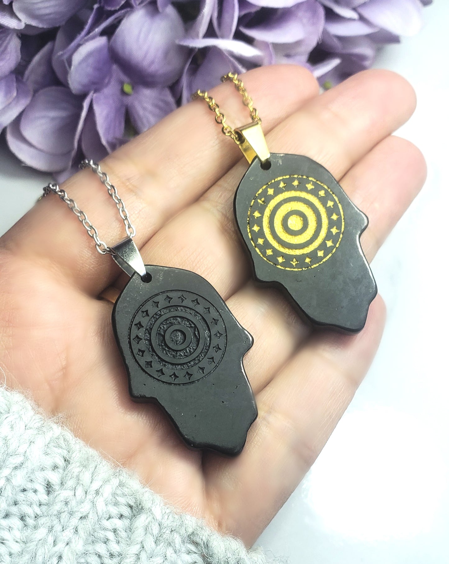 Shungite Hamsa Necklace - EMF Protection