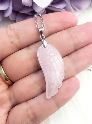 Rose Quartz Angel Wing Necklace