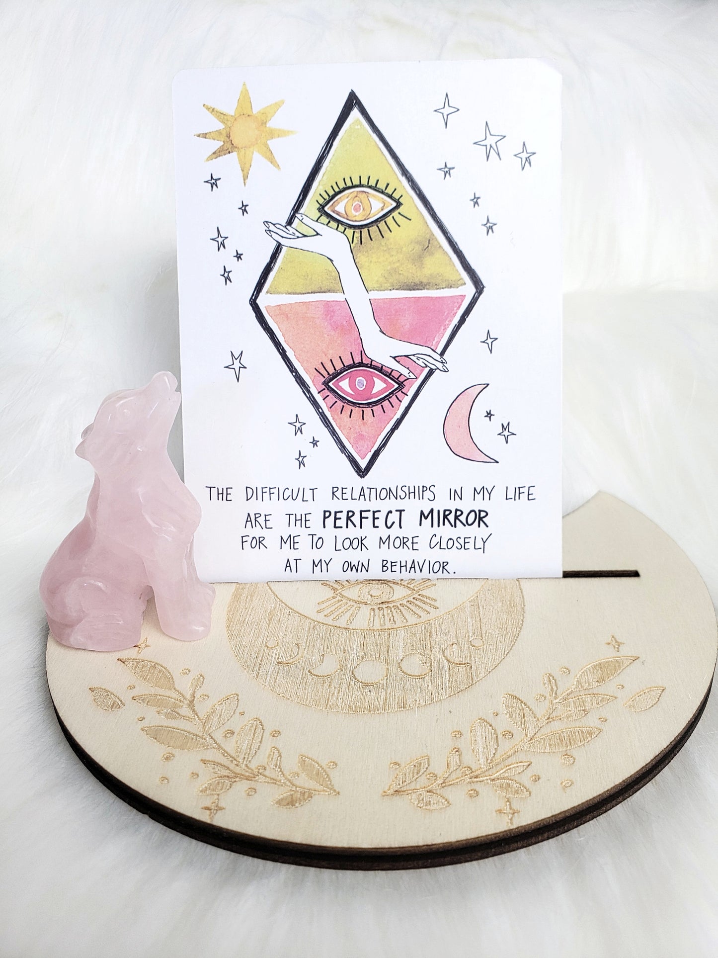 Crescent Shape Card Holder - Moon Phase & All Seeing Eye