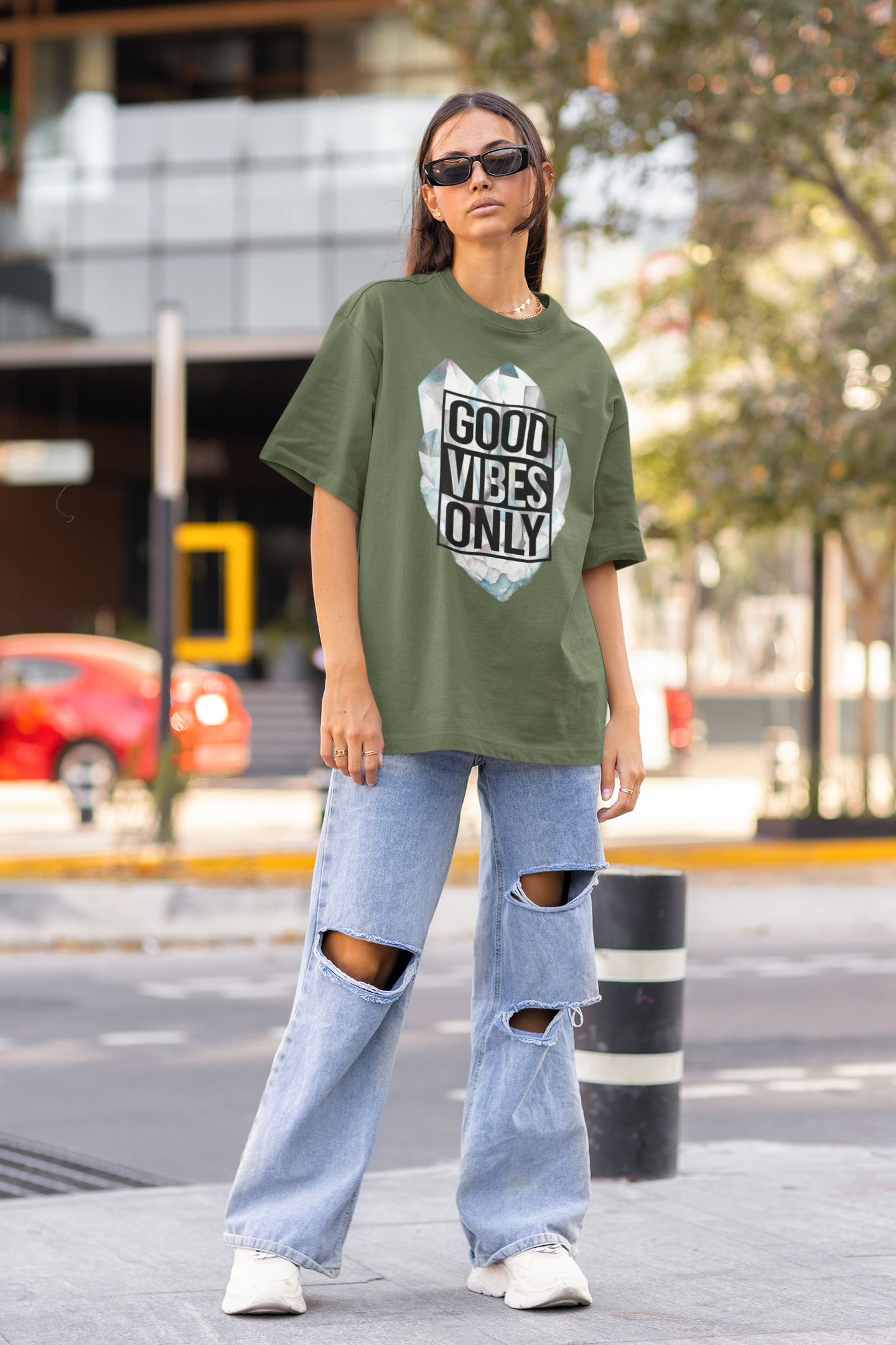 Classic Fit Cotton T-Shirt - Good Vibes Only - AURA