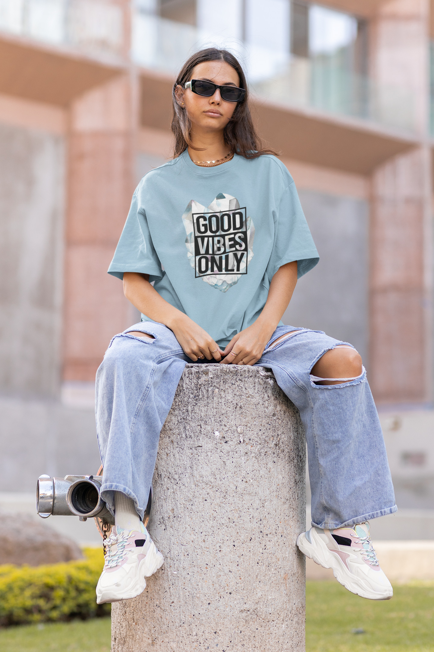 Classic Fit Cotton T-Shirt - Good Vibes Only - AURA